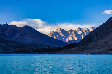 Captivating autumn scene of Attabad Lake ,Hunza,Gilgit-Baltistan, Pakistan.
