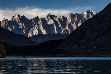 Captivating autumn scene of Attabad Lake ,Hunza,Gilgit-Baltistan, Pakistan.