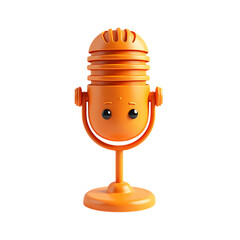 3d Orange microphone isolated on transparent background