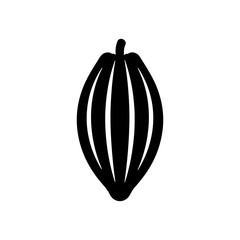 Cacao bean silhouette icon vector flat design.