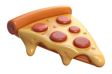 Delicious cartoon slice of pepperoni pizza with melted cheese