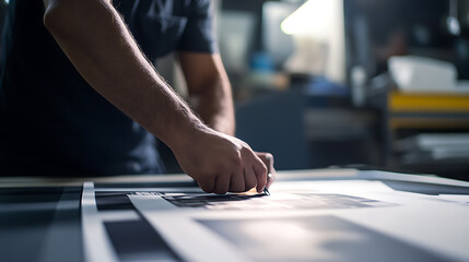  Graphic designer catching a typo on a printed poster 