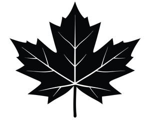 A black maple leaf isolated on white background represents canada Ai Generated
