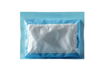 Sterile Gauze Pad in Sealed Package on Blue Surface Clean Wound Care Medical Supply Emergency Kit