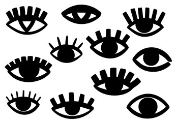 Bold Black Brushstroke Eyes Seamless Pattern – Playful Abstract Expression