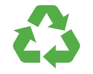 A green recycling symbol with arrows on a white background Ai Generated