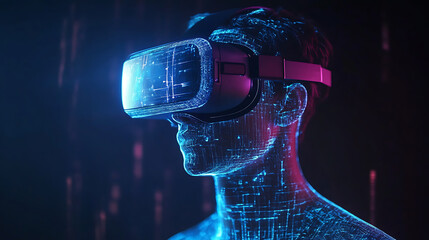  A virtual reality headset projecting a 3D holographic world (1)
