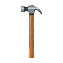 Gray Hammer with Wood Handle Isolated on White Background