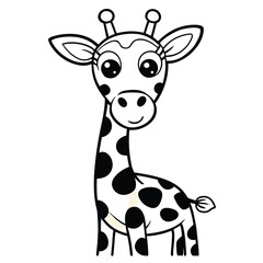 Whimsical giraffe with upside down head in curious pose