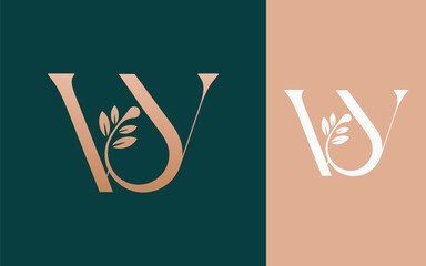 Abstract Initial letter W with natural oils logo design vector illustration