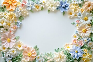 Obraz premium Decorative floral frame with paper flower texture