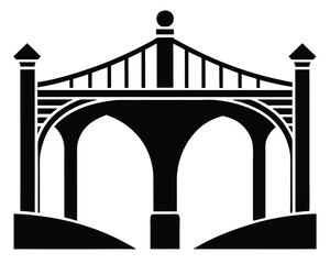 A silhouette of a bridge with arches isolated on white background Ai Generated