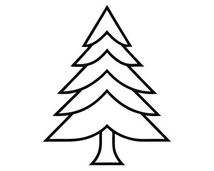 A simple outline of a christmas tree isolated on white background Ai Generated