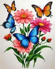 butterfly and flowers