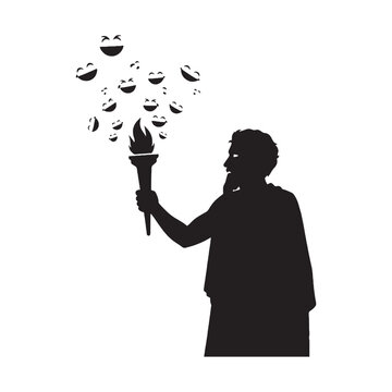 Mocking Momus black vector graphic, reflecting his sarcastic and fault-finding essence &ndash; Momus silhouette &ndash; Momus Vector &ndash; Silhouette of Momus &ndash; Greek god silhouette

