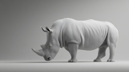 Obraz premium minimalist representation of exotic rhinoceros in striking ultrabright monochromatic background