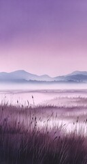 Fototapeta premium Misty purple landscape, tranquil scene