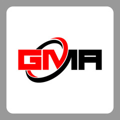 GMA logo. GMA letter. GMA letter logo design. Initials GMA logo linked with circle and uppercase monogram logo. Modern Red and Black Initials Logo for Corporate, GMA typography for technology,