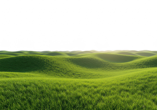 A vast expanse of rolling green hills covered in lush grass stretches towards the