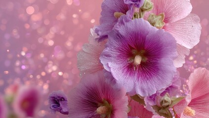 Close-up of vibrant pink and purple flowers with bokeh background