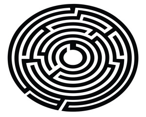 A complex circular maze puzzle isolated on white background Ai Generated