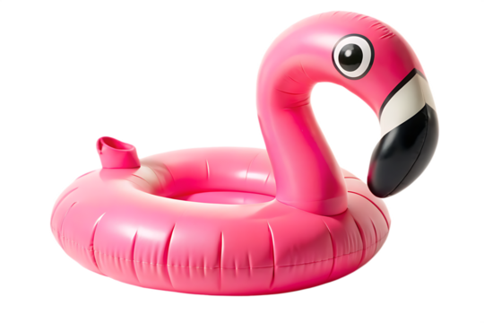 Inflatable Pink Flamingo Pool Float Summer Fun on Transparent Background