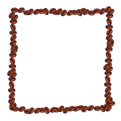 square frame with coffee beans on white background isolate