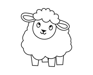 Cute outline cartoon sheep. Vector illustration