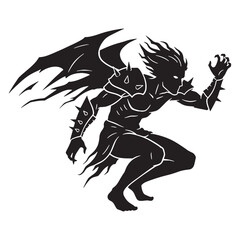 Horrifying Phobos digital black profile, presented with clean, sharp, professional edges – Phobos silhouette – Phobos Vector – Silhouette of Phobos – Greek god vector

