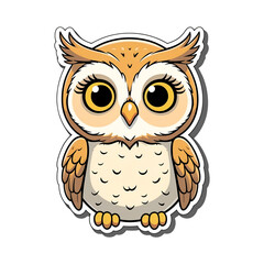Fototapeta premium Happy Baby Owl with Big Round Eyes