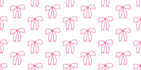 Seamless pattern pink Bow line.
