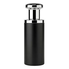 Fototapeta premium Elegant matte black bottle with polished silver dispenser cap for luxury skincare or premium personal care product packaging