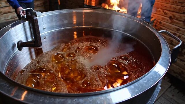 Discover the Art of Maple Syrup Production in a Cozy Workshop in the Woods During the Sweet Spring Season Generative AI