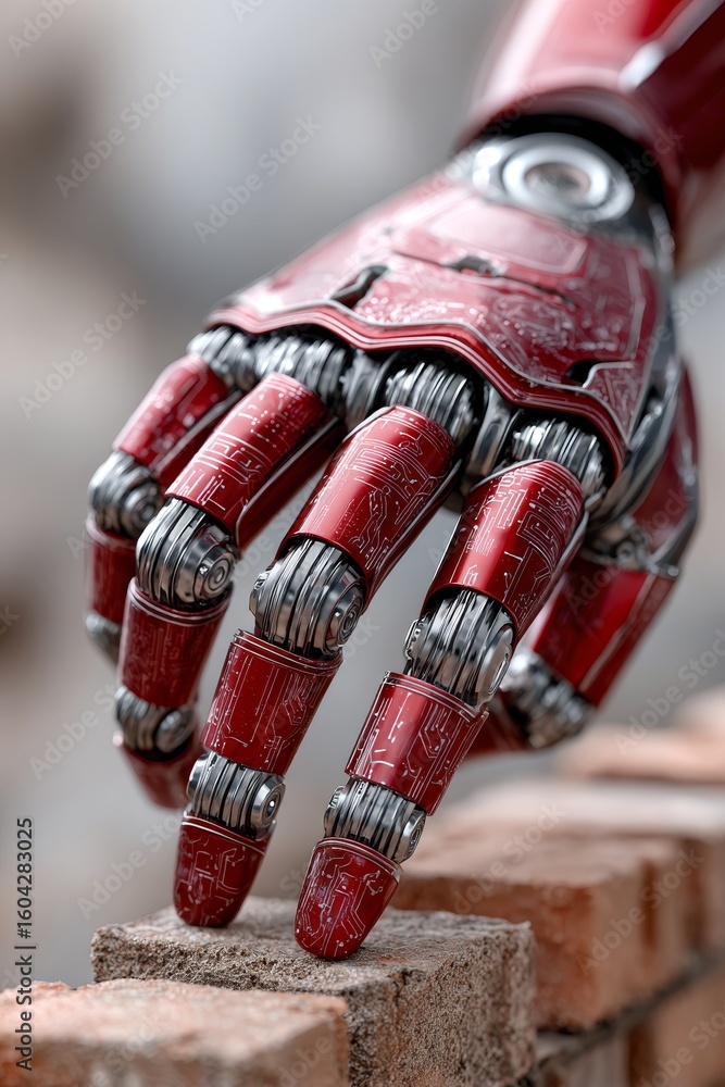 Poster automated construction with robotic arms enhances site efficiency in building material manipulation