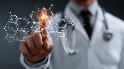 Doctor using AI for treatment concept, digital health technology, smart medical solution, futuristic care innovation