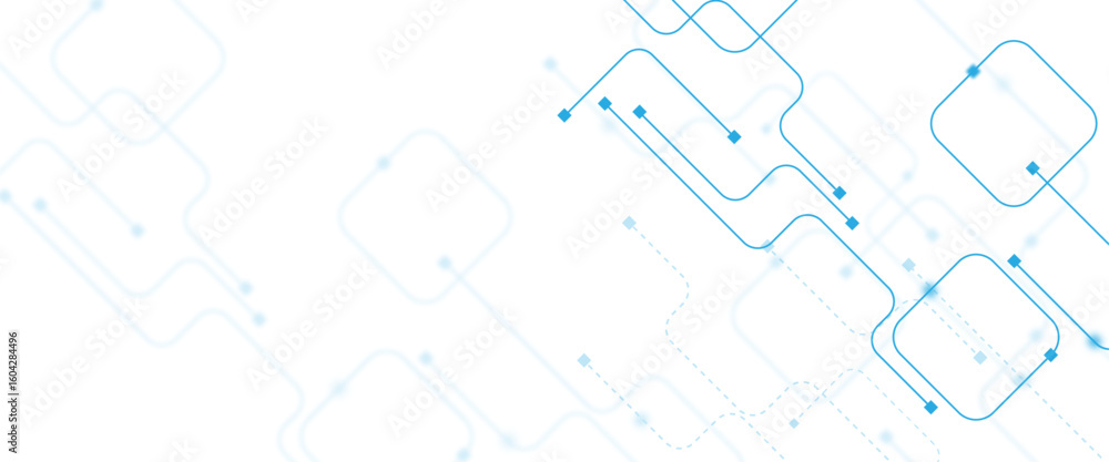 Poster vector technology background with crossed lines and dots. circuit board network connection.