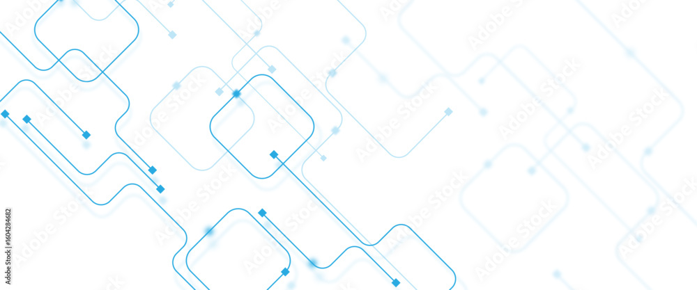 Poster vector technology background with crossed lines and dots. circuit board network connection.