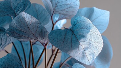 Close-up of vibrant light-blue leaves