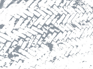 Tire track imprint on a surface, showing herringbone brickwork texture, abstract grunge background, Abstract grunge vector illustration of sidewalk, abstract grunge background, 