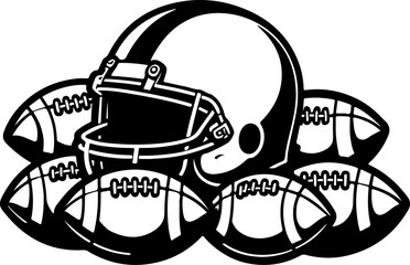 Football Helmet and Ball Vector