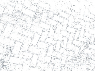 Abstract grunge vector illustration of sidewalk, abstract grunge background, Tire track imprint on a surface, showing herringbone brickwork texture, abstract grunge background