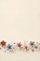 A vintage floral background with copy space beige paper texture, delicate flowers, perfect for an antique-inspired design