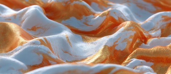 Abstract textured surface with flowing, undulating patterns of peach and white