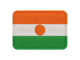 Niger flag embroidered patch with orange white green stripes and orange circle emblem