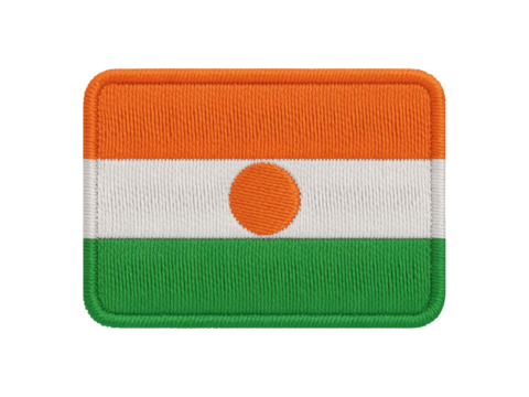 Niger flag embroidered patch with orange white green stripes and orange circle emblem