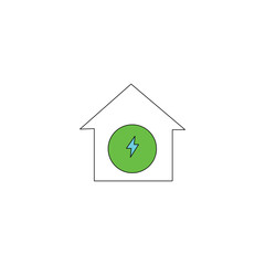 House icon with green circle and blue lightning bolt
