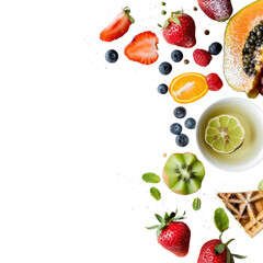 Colorful fruit and waffle arrangement