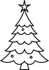 Simple christmas tree line art vector illustration