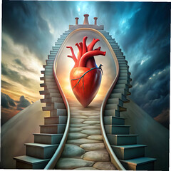 staircase inside a human heart journey through