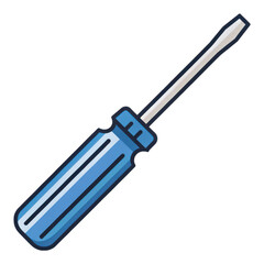 Obraz premium Stylized blue screwdriver tool isolated on transparent background